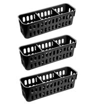 Kit 3 Cesto Slim Organizador de Gaveta Armário Com Divisória 1,3L Elloplas 26x8x8cm -
