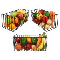 Kit 3 Cestos Aramados Fruteira de Parede 35x15cm Multiuso para Cozinha Lavanderia Quarto N4 Preto Kit 3 Cestos Aramados Fruteira de Parede 35x15cm Multiuso para Cozinha Lavanderia Quarto N4 Preto