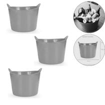 Kit 3 Cestos Balde Flexível C/Alça 15L Cinza-Fersil