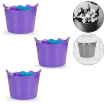 Kit 3 Cestos Balde Flexível C/Alça 15L Roxo -Fersil Kit 3 Cestos Balde Flexível C/Alça 15L Roxo -Fersil