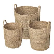 Kit 3 Cestos Boxbit Kuta em Fibra Natural Kit 3 Cestos Boxbit Kuta em Fibra Natural