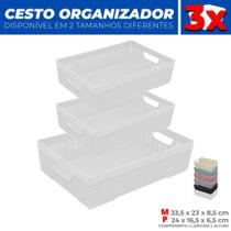 Kit 3 Cestos Caixa Organizador Armário Gaveta Lavanderia P M Kit 3 Cestos Caixa Organizador Armário Gaveta Lavanderia P M