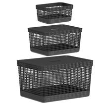 Kit 3 Cestos Caixa Organizadora 2,5L 8L e 20 Litros Grade OU