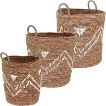 Kit 3 Cestos de Fibra Para Organização Objeto Roupa Banheiro Kit 3 Cestos de Fibra Para Organização Objeto Roupa Banheiro