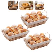 Kit 3 Cestos De Pães Retangular Decorativo Com Forro Removível Multiuso Sala Cozinha Banheiro 30cm Kit 3 Cestos De Pães Retangular Decorativo Com Forro Removível Multiuso Sala Cozinha Banheiro 30cm