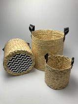 Kit 3 Cestos De Palha Cachepot