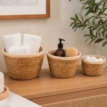 Kit 3 Cestos Decorativos Fibra Vegetal Natural Organizador Cachepot Multiuso para Sala Banheiro Kit 3 Cestos Decorativos Fibra Vegetal Natural Organizador Cachepot Multiuso para Sala Banheiro