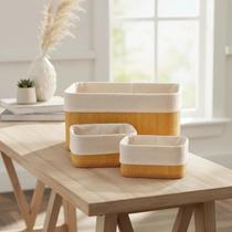 Kit 3 Cestos em Bambu Sustentável para Organização Decoração
