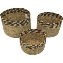 Kit 3 Cestos em Palha Organizadores Decorativos Multitamanhos Kit 3 Cestos em Palha Organizadores Decorativos Multitamanhos