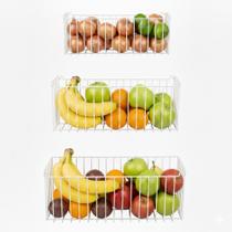 Kit 3 Cestos Multiuso Aramado Fruteira de Parede para Cozinha Lavanderia N2 N3 N4 Branco