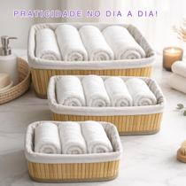 Kit 3 Cestos Multiuso de Bambu com Forro Organizadores e Decoração Resistente