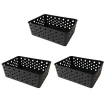 Kit 3 Cestos Multiuso Organizador Empilhável Gaveta 19x14x6