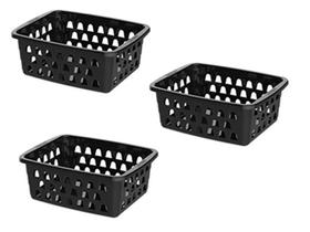 Kit 3 Cestos Multiuso Pequeno Preto 12X6X16Cm Pp Uninjet
