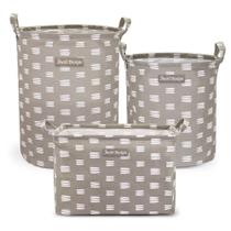 Kit 3 Cestos Multiuso Tecido 43l, 25l E 23l Bege Riscas Kit 3 Cestos Multiuso Tecido 43l, 25l E 23l Bege Riscas
