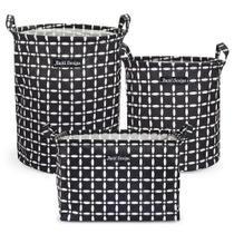 Kit 3 Cestos Multiuso Tecido 43l, 25l E 23l Preto Listado Kit 3 Cestos Multiuso Tecido 43l, 25l E 23l Preto Listado