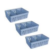 Kit 3 Cestos Organizador C/ 2 Divisórias Colméia 17x11,5x5,5 Kit 3 Cestos Organizador C/ 2 Divisórias Colméia 17x11,5x5,5