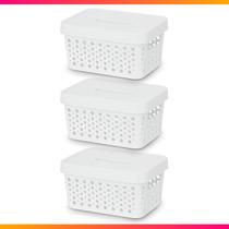 Kit 3 Cestos Organizador c/ Tampa Trama Rattan 2L Usual