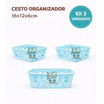 Kit 3 Cestos Organizador Multiuso 16x12x6cm Decorativo Resistente -