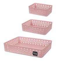 Kit 3 Cestos Organizador Rattan Armário Gaveta Lavanderia