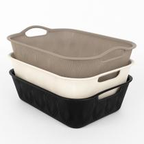 Kit 3 Cestos Organizador Retangular Caixa Organizadora Multiuso