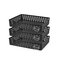 Kit 3 Cestos Organizador Trama Rattan Armario Gaveta Lavanderia G (34x25) Kit 3 Cestos Organizador Trama Rattan Armario Gaveta Lavanderia G (34x25)