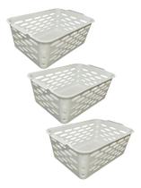 Kit 3 Cestos Organizador Versátil Grande 37x26x13,5 Cm Kit 3 Cestos Organizador Versátil Grande 37x26x13,5 Cm
