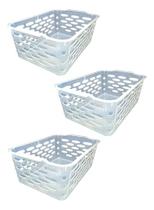 Kit 3 Cestos Organizador Versátil Grande 37x26x13,5 Cm
