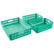 Kit 3 Cestos Organizadores 1 Grande 2 Pequenos Coloridos Muliuso Conjunto Para Cozinha Quarto Banheiro Porta Objetos Acessórios Maquiagens Mantimentos