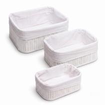 Kit 3 Cestos Organizadores Bambu Forro Removível Multiuso Cozinha Banheiro Quarto Closet Escritório Kit 3 Cestos Organizadores Bambu Forro Removível Multiuso Cozinha Banheiro Quarto Closet Escritório