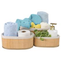 Kit 3 Cestos Organizadores Bambu Multiuso Banheiro Brinquedo