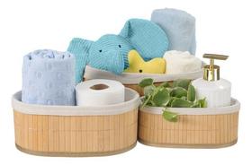 Kit 3 Cestos Organizadores Bambu Multiuso Banheiro Brinquedo Kit 3 Cestos Organizadores Bambu Multiuso Banheiro Brinquedo