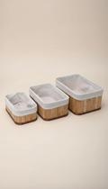Kit 3 Cestos Organizadores Bambu Natural com Tecido Kit 3 Cestos Organizadores Bambu Natural com Tecido