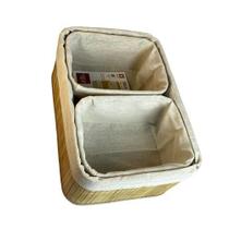 Kit 3 Cestos Organizadores Bambu Natural Versatil Duravel para Casa Cozinha