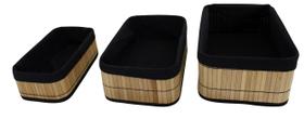Kit 3 Cestos Organizadores de Bambu com Forro Preto Removível Casita Kit 3 Cestos Organizadores de Bambu com Forro Preto Removível Casita
