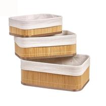 Kit 3 Cestos Organizadores De Bambu Natural Para Decoração Kit 3 Cestos Organizadores De Bambu Natural Para Decoração