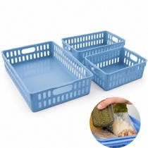 Kit 3 cestos organizadores infantil azul multiuso caixa para guarda roupa armário gavetas cozinha escritório modular Kit 3 cestos organizadores infantil azul multiuso caixa para guarda roupa armário gavetas cozinha escritório modular