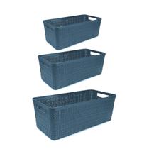 Kit 3 Cestos Organizadores Multiuso Alongado Juta Chumbo 3,2 / 4,5 / 7 L Home Organizer P-M-G Kit 3 Cestos Organizadores Multiuso Alongado Juta Chumbo 3,2 / 4,5 / 7 L Home Organizer P-M-G