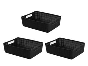 Kit 3 Cestos Organizadores Multiuso Decorativo Rattan 4,7L Kit 3 Cestos Organizadores Multiuso Decorativo Rattan 4,7L