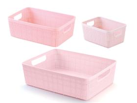 Kit 3 Cestos Organizadores Multiuso Rattan Home Organizer P-M-G Kit 3 Cestos Organizadores Multiuso Rattan Home Organizer P-M-G