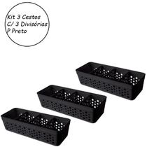 Kit 3 Cestos Organizadores P Organização C/ 3 Divisórias