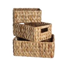 kit 3 cestos organizadores retangulares com alças de palha fibra natural - Oikos kit 3 cestos organizadores retangulares com alças de palha fibra natural - Oikos