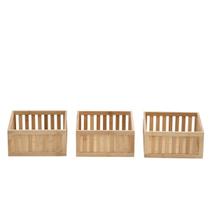 Kit 3 Cestos Organizadores Ripados De Bambu 27Cm - Oikos U N