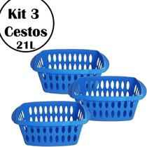 Kit 3 Cestos Organizadores Telhado Para Roupas 21 Litros Kit 3 Cestos Organizadores Telhado Para Roupas 21 Litros