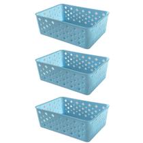 Kit 3 Cestos Organizadores ul Multiuso Médio Empilhável