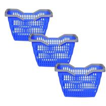 Kit 3 Cestos Para Mercado Compras Decoração 12 Litros Com Alças Azul / Branco / Marrom / Preto / Vermelho