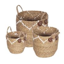 Kit 3 Cestos Tarija Or Design Fibra Natural e PU