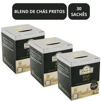 Kit 3 Chá Ahmad Tea London Preto Earl Grey 20g 30 Sachês