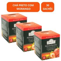 Kit 3 Chá Ahmad Tea London Preto Strawberry Sensation 30 Sachês