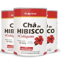 Kit 3 Chá de Hibisco com Colágeno Sabor Frutas Vermelhas Pó 150g Fitoprime Kit 3 Chá de Hibisco com Colágeno Sabor Frutas Vermelhas Pó 150g Fitoprime