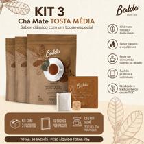 Kit 3 Chá Mate Tostado Tosta Média Baldo em sachê 25g cada pct
